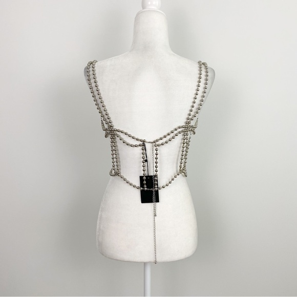 NBD Ball Chain Cropped Tank in Silver - Picture 5 of 8